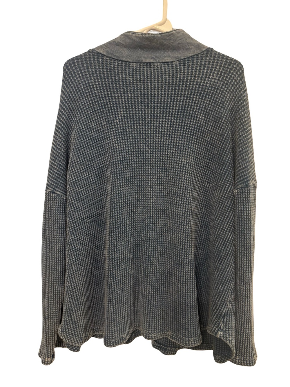 BUCKETLIST Washed Blue Waffle Knit Boho Coastal Casual Button Shacket Large - Picture 3 of 8